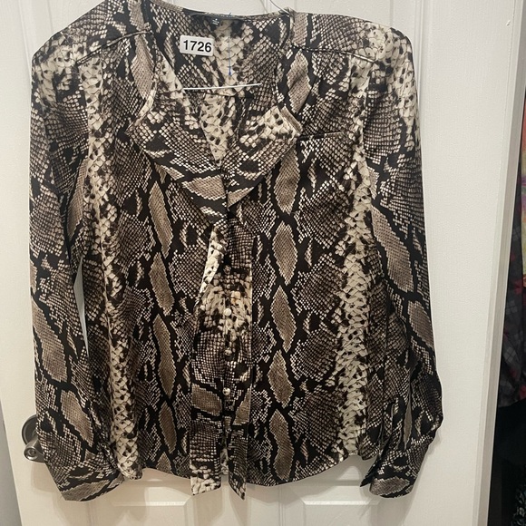 Jones New York Black and Brown Snake Print Blouse - Picture 1 of 14
